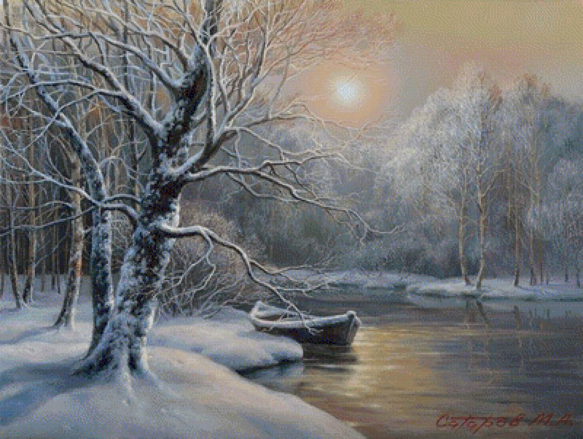 Зимняя заводь - зима дес пзимний пейзаж река - предпросмотр