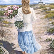 Схема вышивки «девушка с букетом»