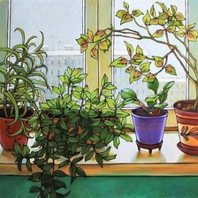 Схема вышивки «Цветочки на зимнем окошке 1»