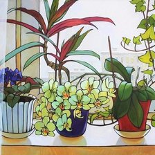 Схема вышивки «Цветочки на зимнем окошке 2»