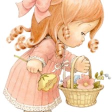 Схема вышивки «Девочка с цветочками»