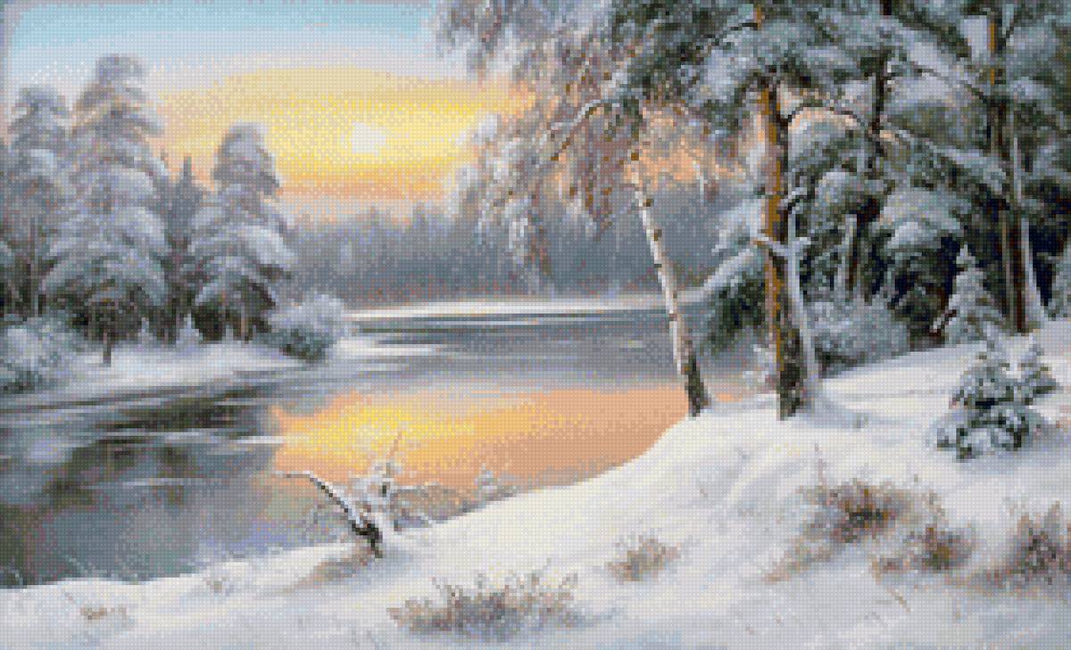 Худ. Слободан Трпевски - природа, вода, пейзаж зима, снег - предпросмотр