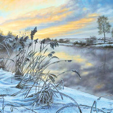 Схема вышивки «Худ. Суханов Игорь Евгеньевич. Зимний закат.»