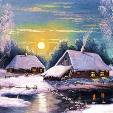 Схема вышивки «Зимний закат.»