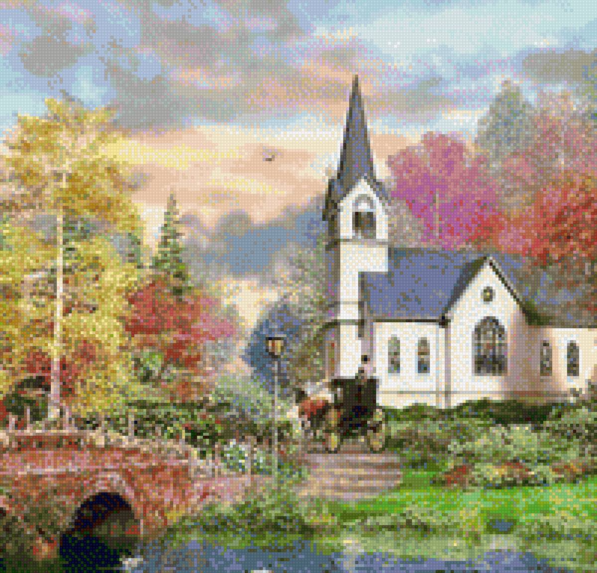 Осенний замок - осень, замок, пейзаж - предпросмотр