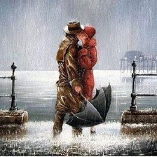 Схема вышивки «Двое под дождем»