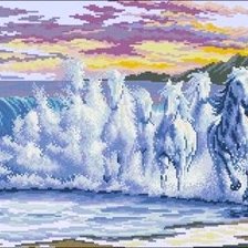 Схема вышивки «Лошади из пены»