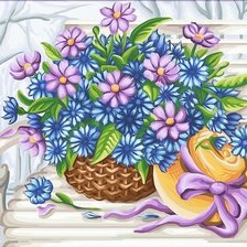 Схема вышивки «Цветы и шляпка»