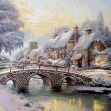 Схема вышивки «Домик в зимнем лесу»