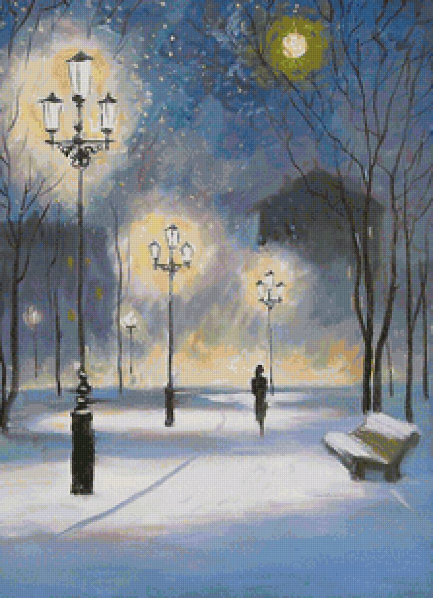 №1814536 - пейзаж зима, природа, парк, фонари - предпросмотр