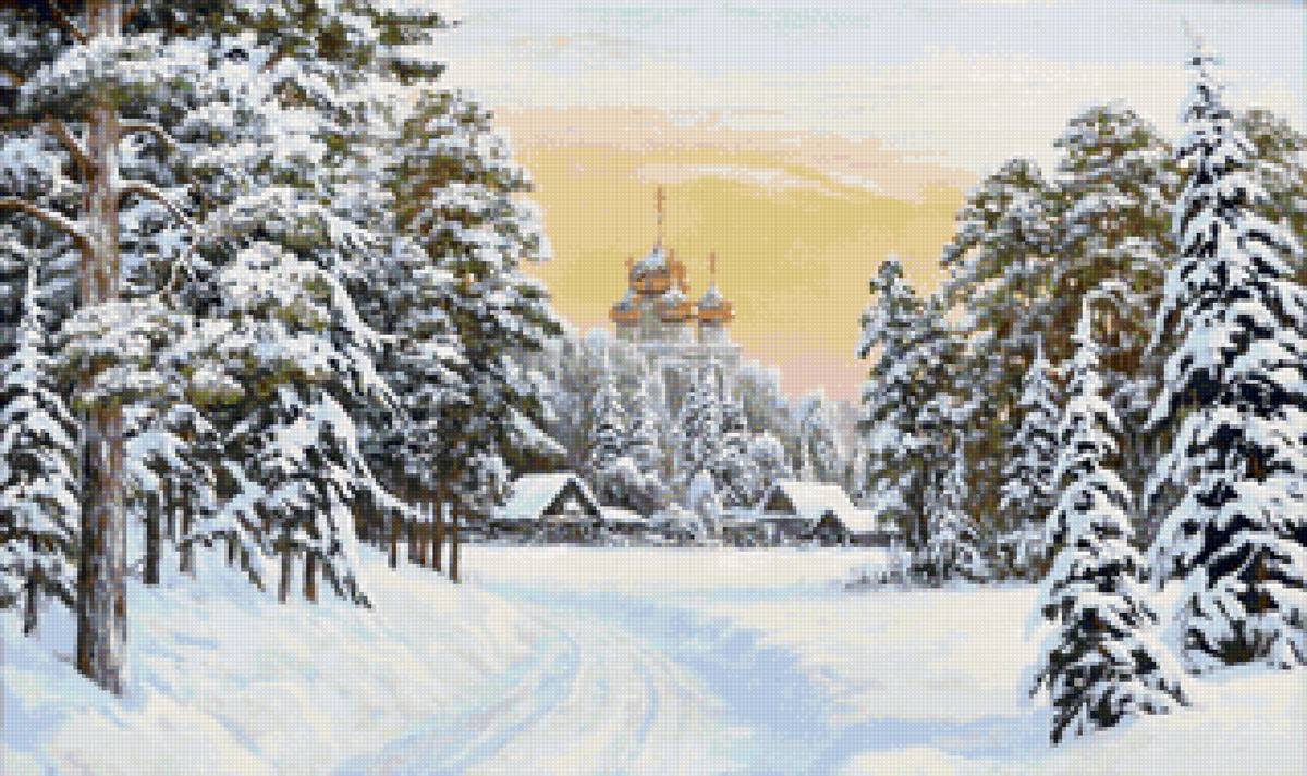 №1814547 - церковь, лес, пейзаж зима, природа - предпросмотр