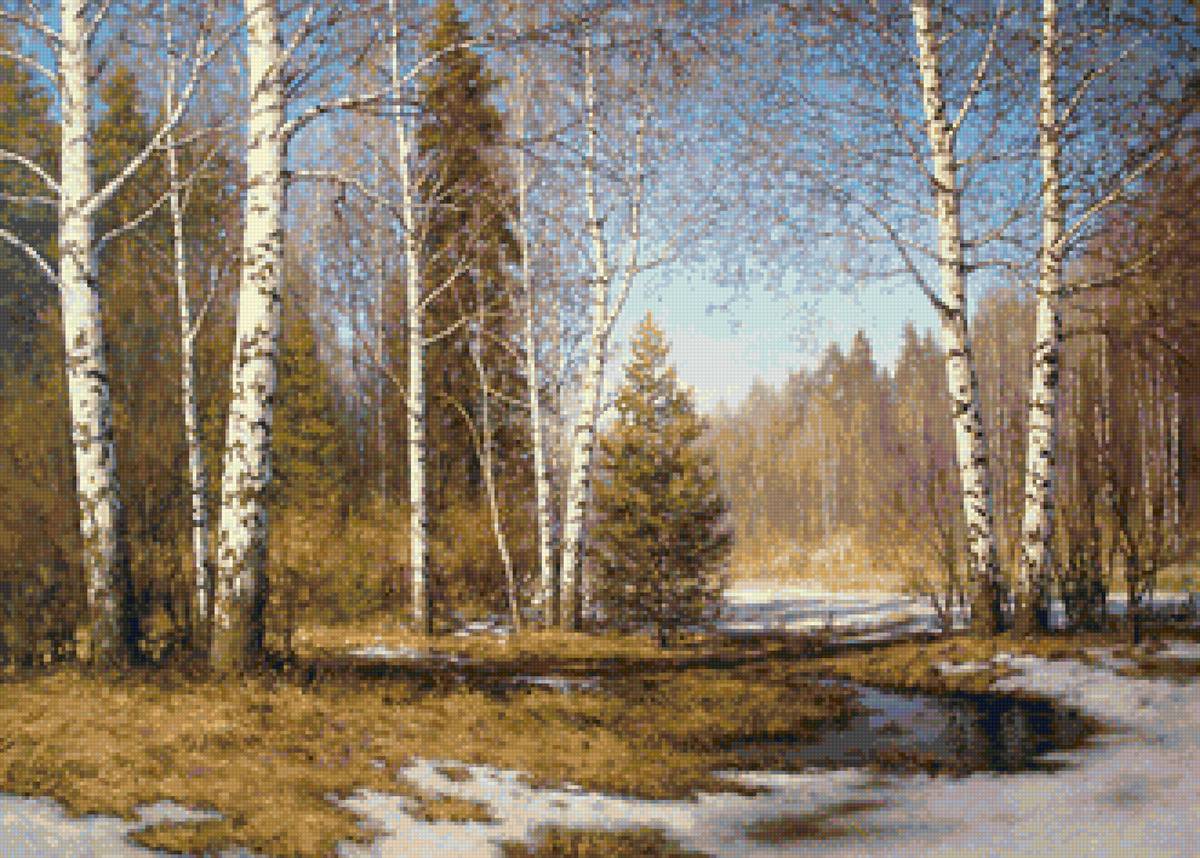 №1814551 - снег, березы, пейзаж весна, лес, природа - предпросмотр