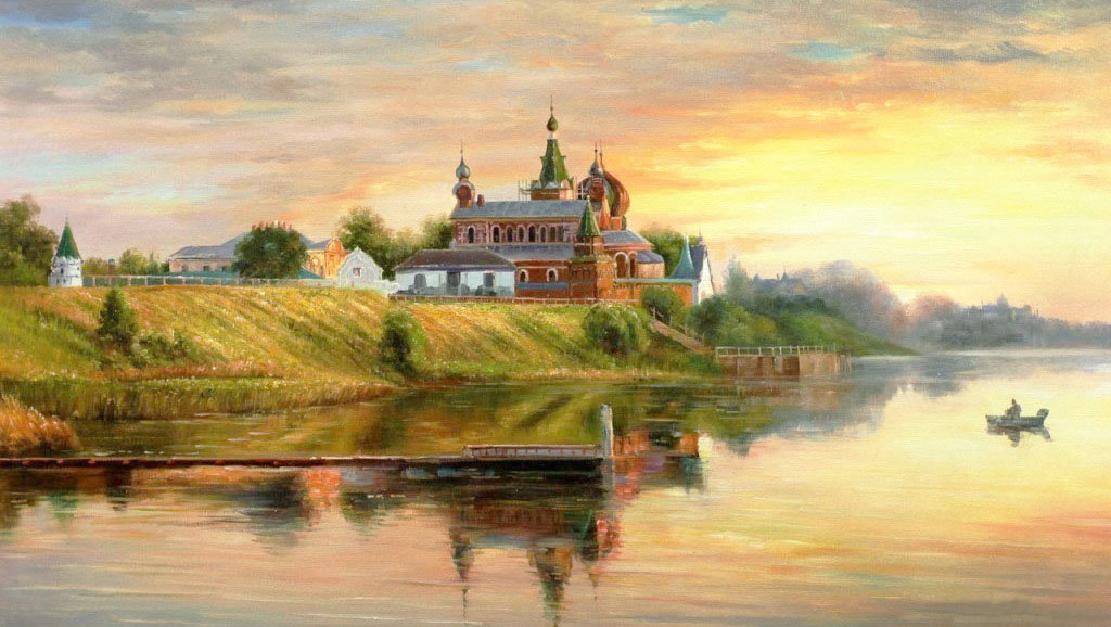 №1814557 - церковь, река, природа, пейзаж - оригинал