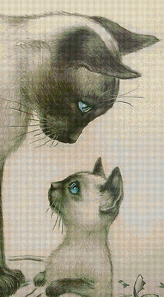 кошка с котёнком - коты - предпросмотр