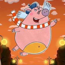 Схема вышивки «Свинка Софи (м\ф Летающие звери) символ года 2019»