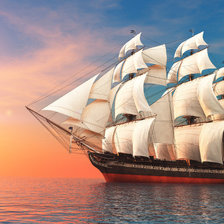 Схема вышивки «КОРАБЛЬ НА ЗАКАТЕ»