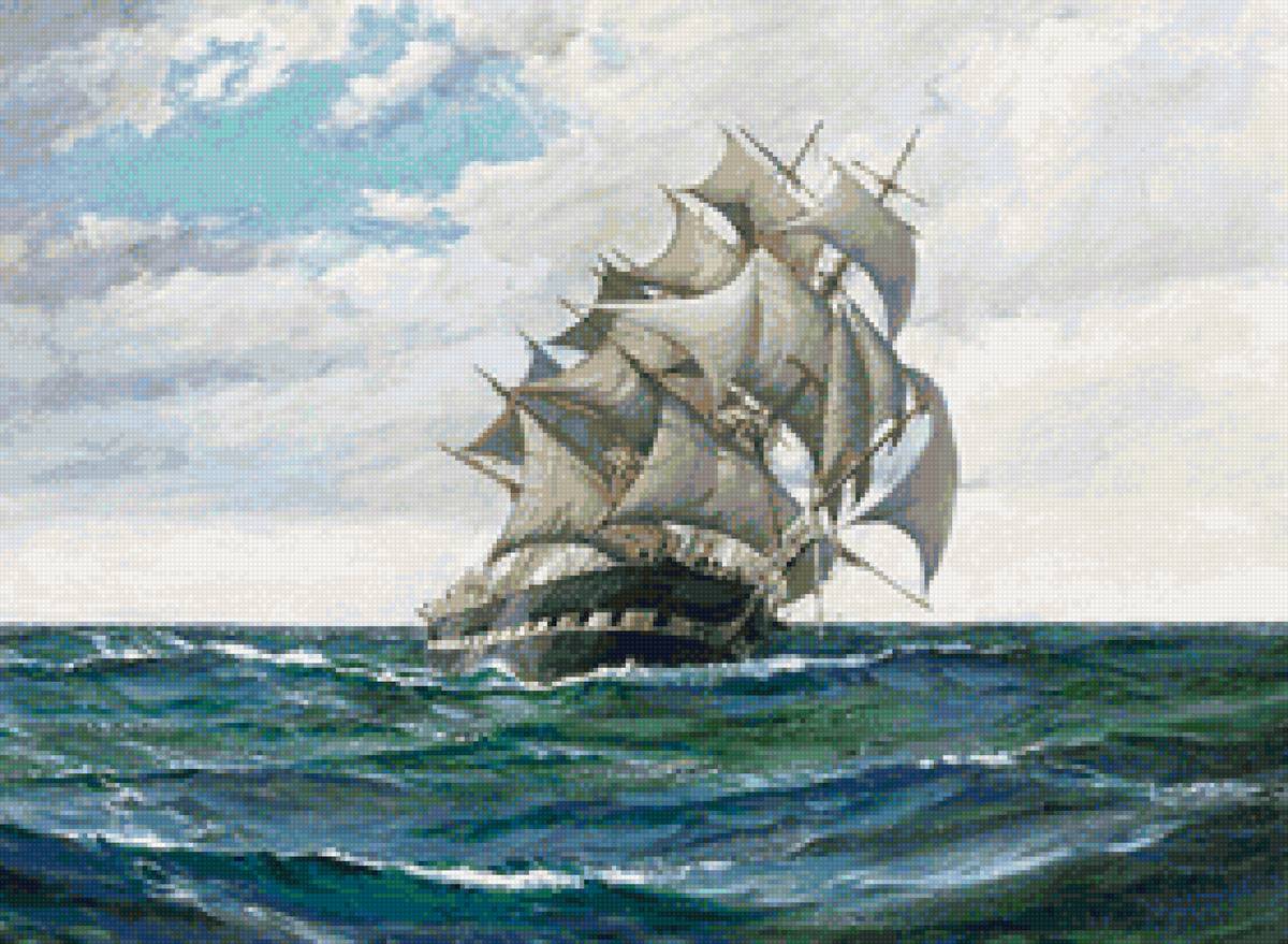 Худ. Доусон Монтегю - море, пейзаж, парусник - предпросмотр