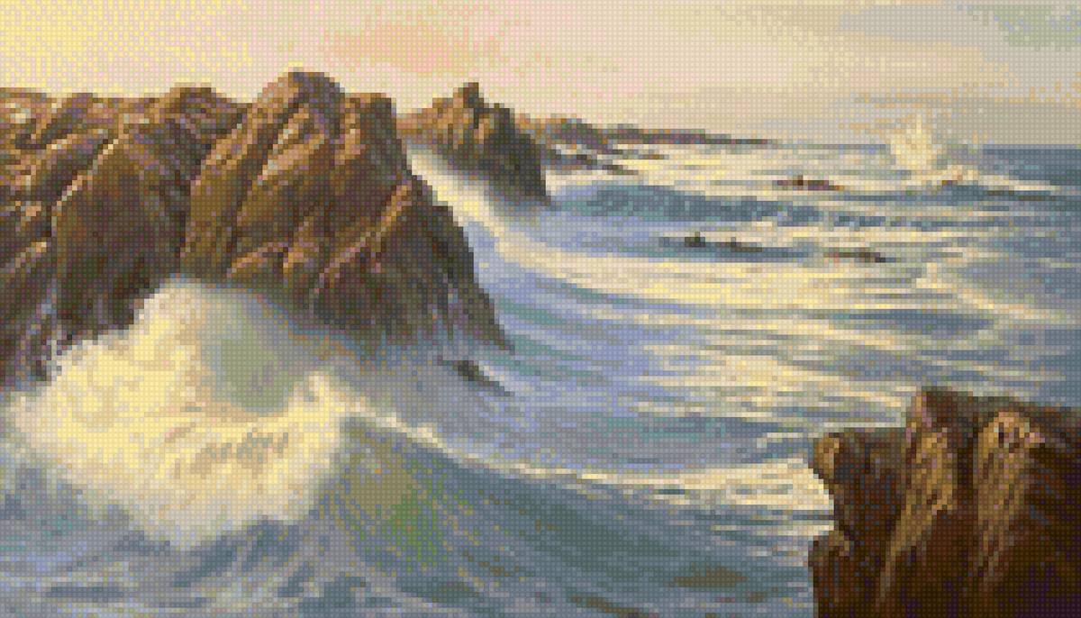 Худ. Марек Рузик - море, прибой, волны, пейзаж - предпросмотр