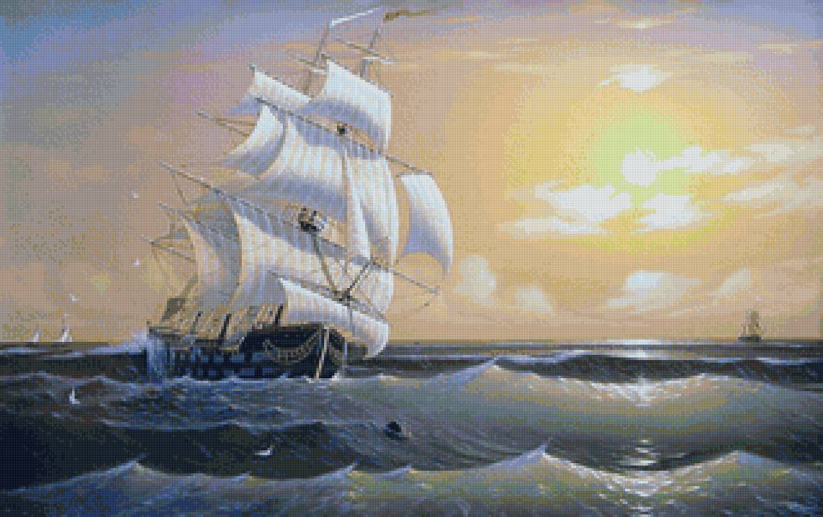 Худ.Тчанников Леонид - парусник, пейзаж, море - предпросмотр