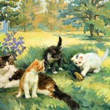 Схема вышивки «кошачьи знакомства»