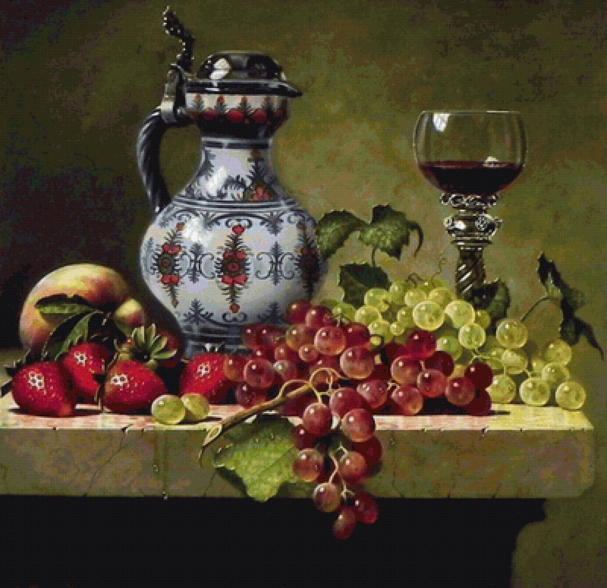 Натюрморт - живопись, виноград - предпросмотр