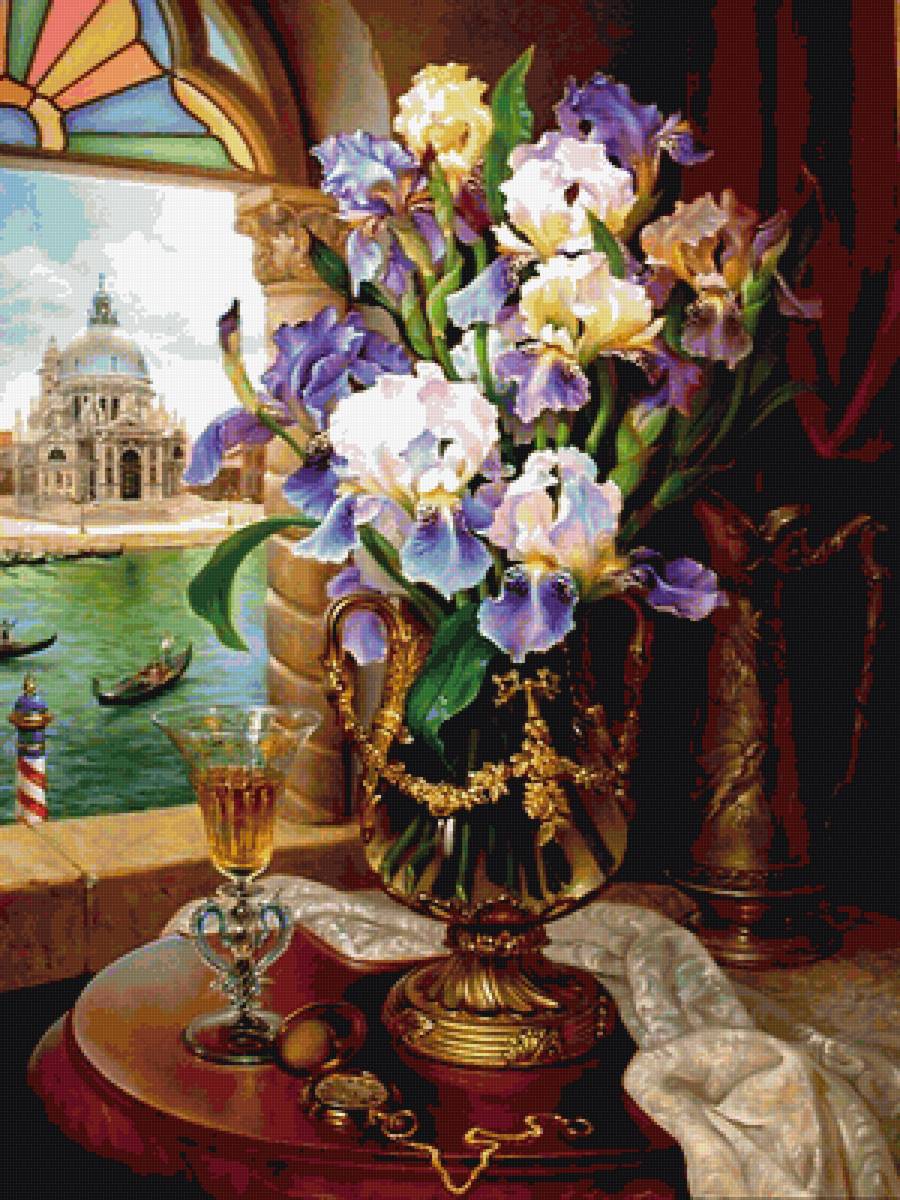 Натюрморт - цветы, вид из окна - предпросмотр