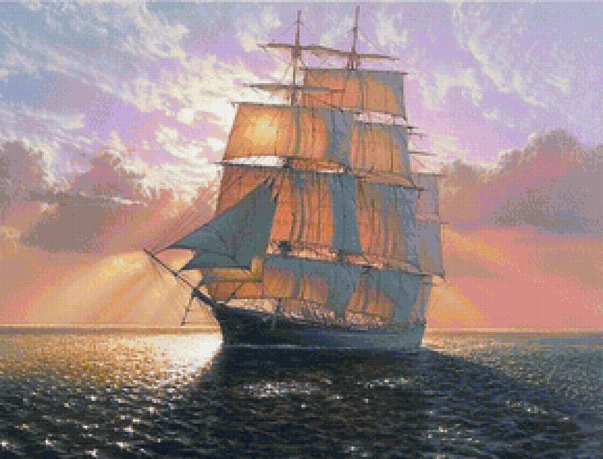 Худ. Марек Рузик - пейзаж, парусник, море - предпросмотр