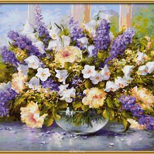 Схема вышивки «цветы в вазе»