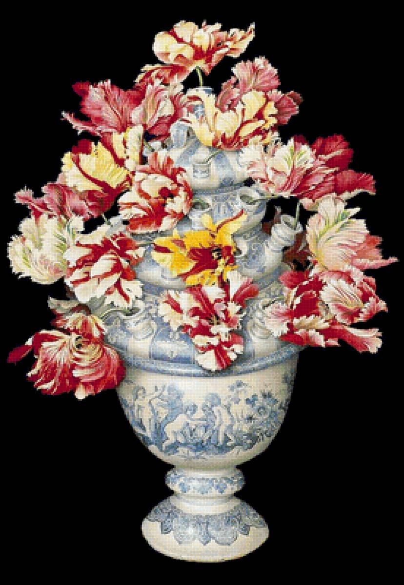 Тюльпаны - цветы в вазе, цветы на черном, цветы - предпросмотр