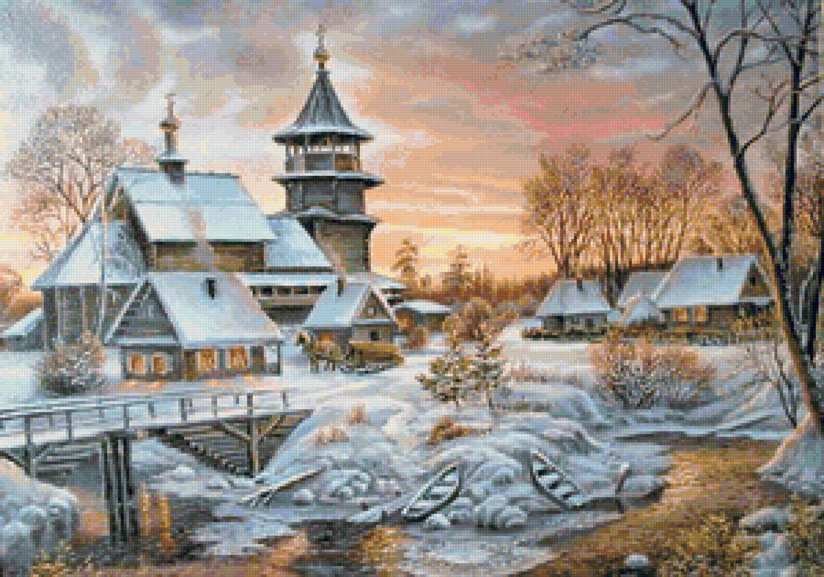 №1820100 - река, церковь, снег, пейзаж зима, природа - предпросмотр