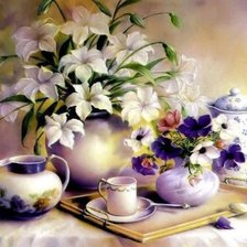 Схема вышивки «Натюрморт с цветами»