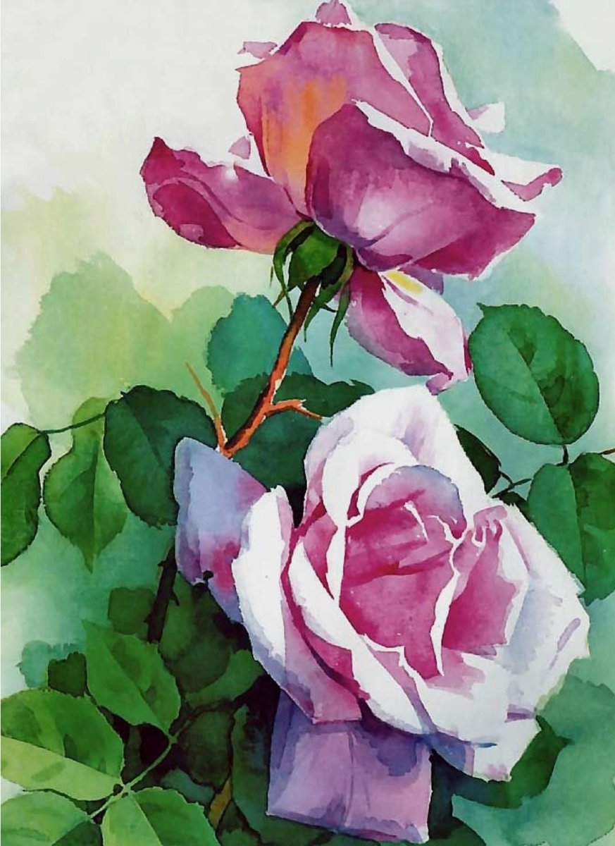 Розочки - цветы, акварель - оригинал