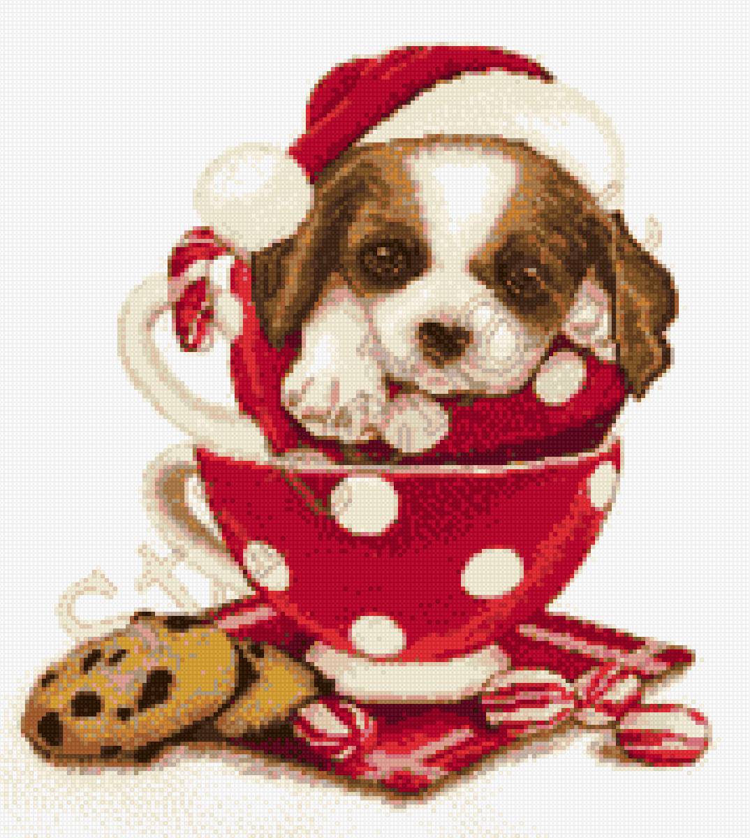 Рождественский щенок - собака - предпросмотр