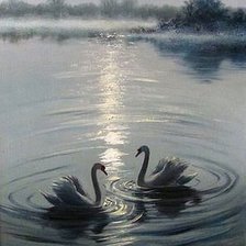 Схема вышивки «ДВА  ЛЕБЕДЯ»