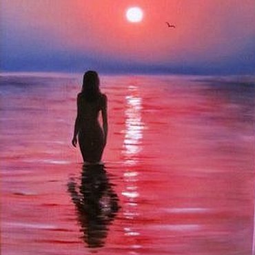 ЕЁ  ВЕЧЕР - закат, вода, девушка - оригинал