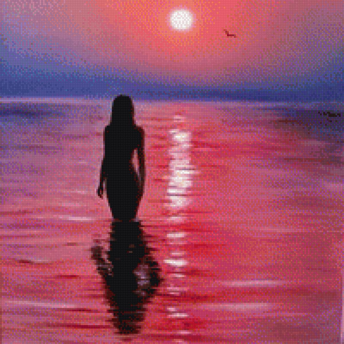 ЕЁ  ВЕЧЕР - закат, вода, девушка - предпросмотр