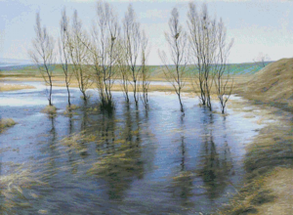 Худ. Арсенюк Весна пришла - половодье, весна, пейзаж - предпросмотр