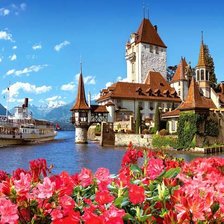 Схема вышивки «замок на берегу моря»