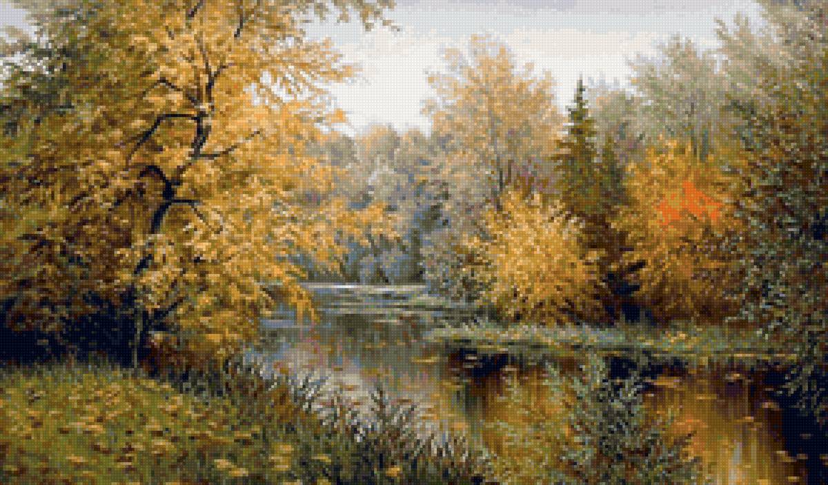 Худ. Корников Юрий - река, пейзаж осень, природа - предпросмотр