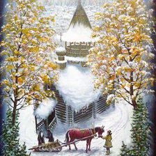 Схема вышивки «Худ. Марков В.Н. СЕЛЬСКАЯ ЦЕРКОВЬ ЗИМОЙ»