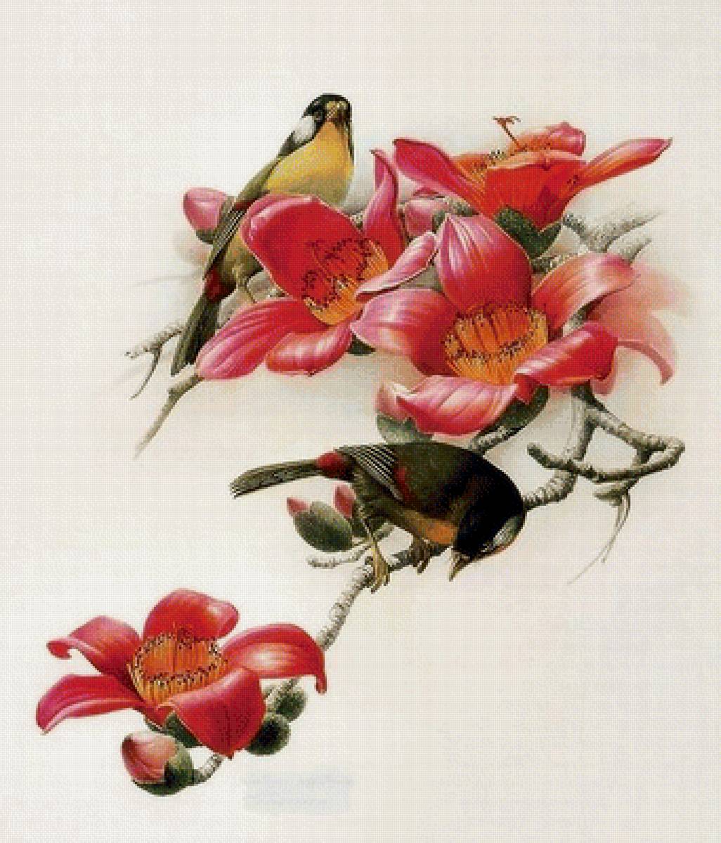 По картине худ. Зенг Ксяо Лянг - цветы, птицы - предпросмотр