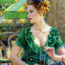 Схема вышивки «Кокетка. По картине Константина Разумова»