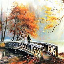Схема вышивки «Осенью на мосту»