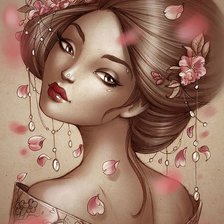 Схема вышивки «Гейша - весна.»