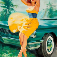 Схема вышивки «Девушка в желтом платье»