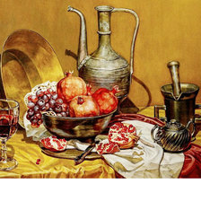 Схема вышивки «Натюрморт с гранатами»