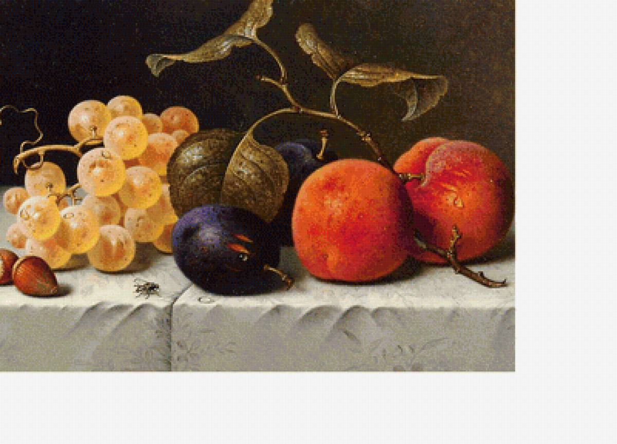 Натюрморт - сливы, виноград, персики - предпросмотр