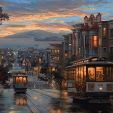 Схема вышивки «Вечерний трамвай»