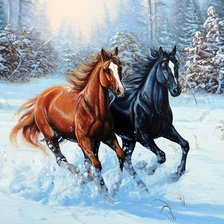 Схема вышивки «Лошади»