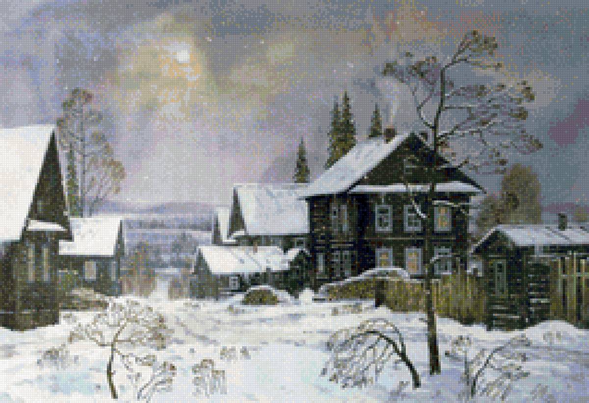 Худ. Артур Костылев - город, пейзаж зима - предпросмотр